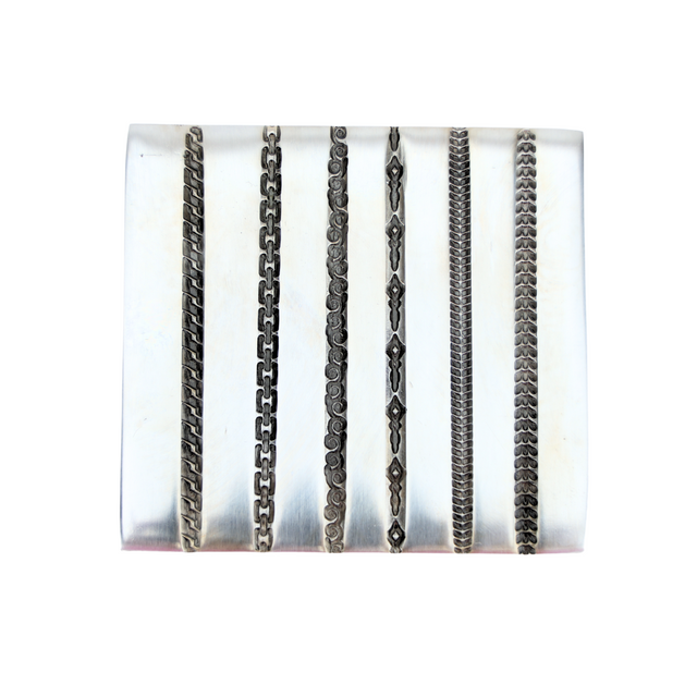 6 design wire impression die plate with six distinct wire texture patterns for jewelry making on hardened steel