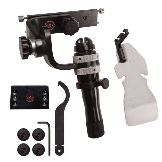 GRS BenchMate Encore QCX Basic Kit precision bench mount with adjustable collar rings and ergonomic design for microscopy