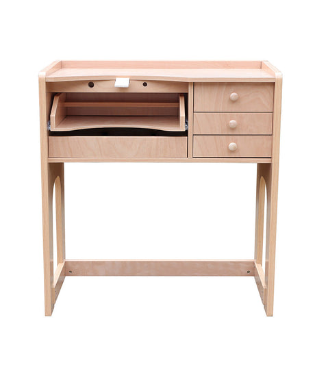 Durston 1928 Pro-Lite veneered plywood jeweler's workbench with drawers and storage compartments