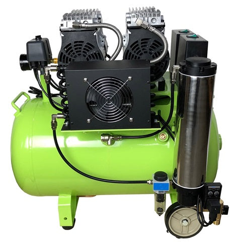 Arbe SAC-040 15-gallon oil-free quiet air compressor with dual-head design and automatic air-drying system