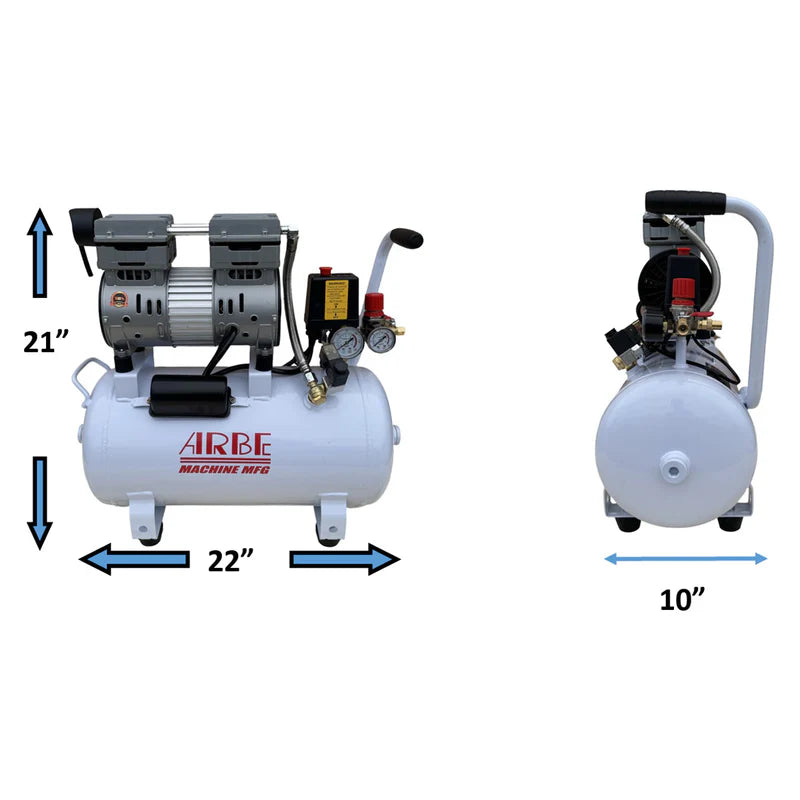 Arbe Compact 6 Gallon Oil-Free Quiet Air Compressor-110V