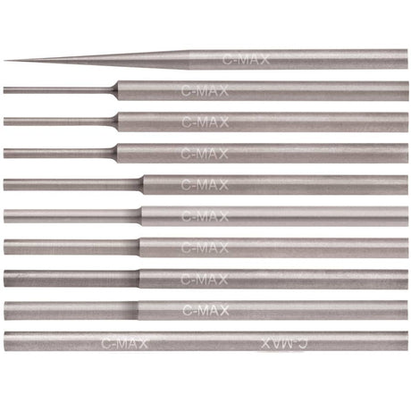 GRS 022-854 C-Max Carbide 3/32" Round Shank Stepped Round Gravers-Set of 10