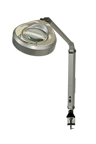 Arbe Magnifier Task Lamp with 5-inch glass lens, 22W fluorescent bulb, and articulating arm for precision work
