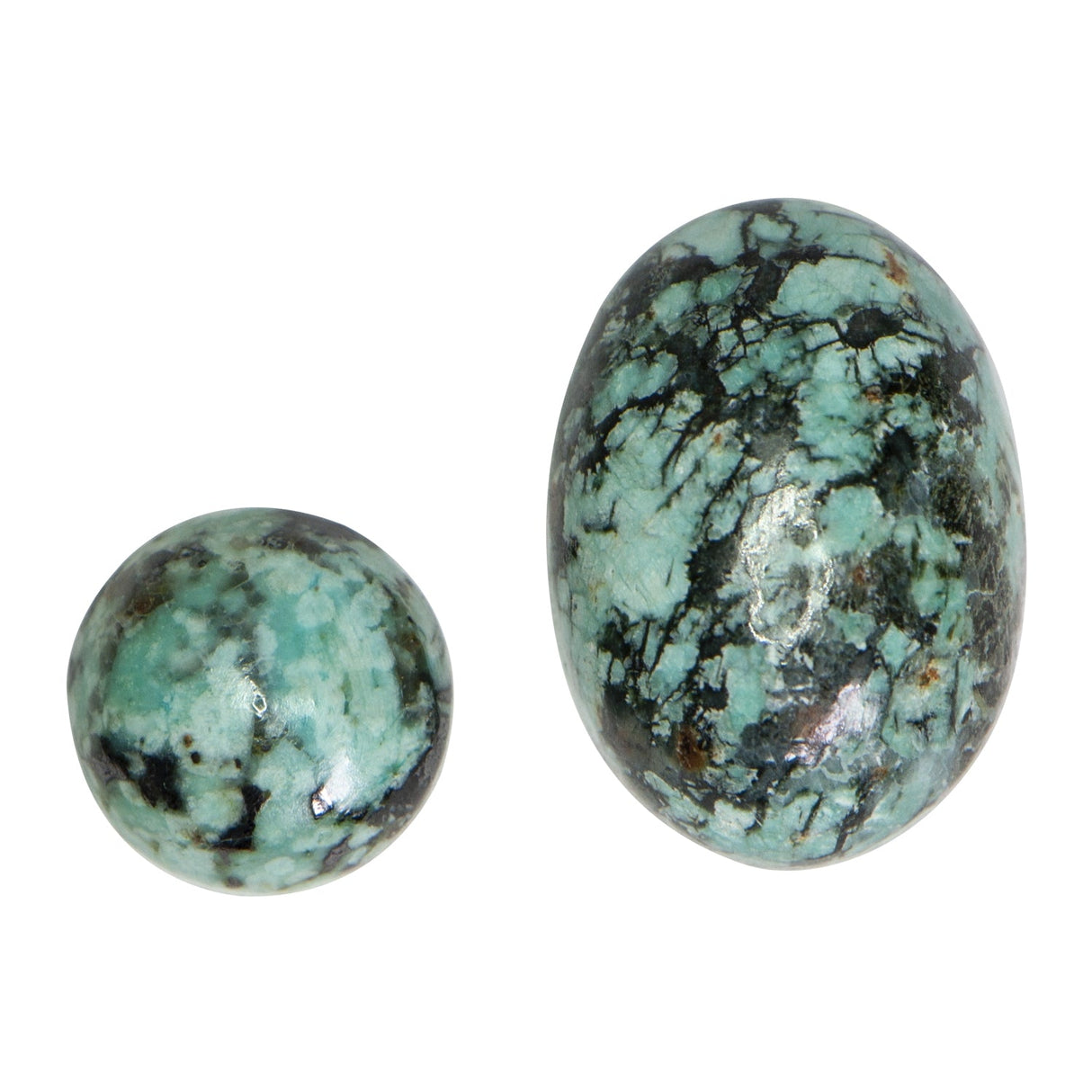 Teardrop-shaped African Turquoise Drops gemstone 30x10x6mm blue-green with natural matrix for jewelry making