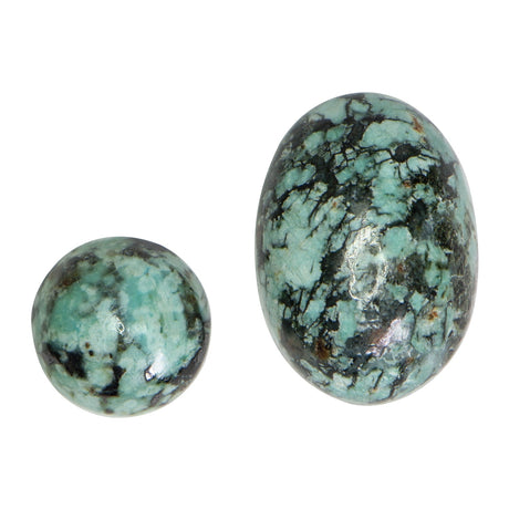 Teardrop-shaped African Turquoise Drops gemstone 30x10x6mm blue-green with natural matrix for jewelry making