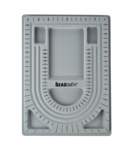 8-1/2" x 12" U-Channel Flocked Beading Board with six recessed sections and slanted compartments for jewelry making and bead organization