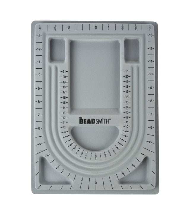 8-1/2" x 12" U-Channel Flocked Beading Board with six recessed sections and slanted compartments for jewelry making and bead organization