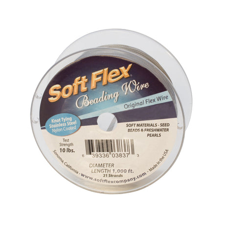 Soft Flex Wire .019 diameter 1000 ft spool steel tone clear finish jewelry wire for beadwork and wire-wrapping