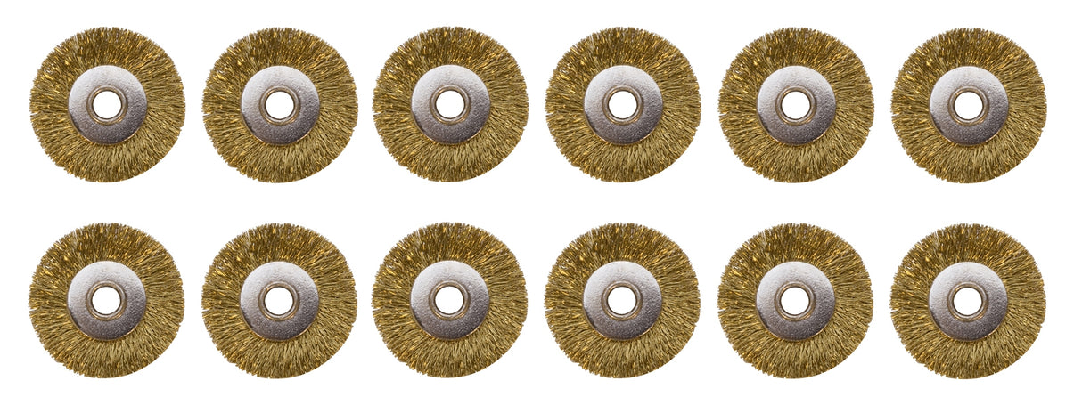 12/Pk 3/4" Unmounted Crimped Brass Brushes, 3/32" Hole