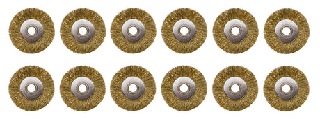 12/Pk 3/4" Unmounted Crimped Brass Brushes, 3/32" Hole