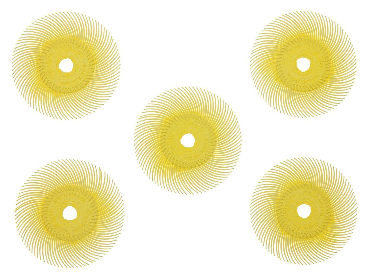 Yellow Rakerd Disc 3-inch Yellow Radial Bristle Discs - 80 Grit (5 Pack) | Efficient ...