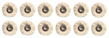 Set of 12 mounted muslin polishing mops 7/8 inch diameter with 3/32 inch shank for resin and plastic finishing