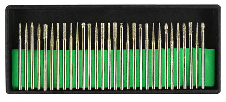 Assortment of 30 Diamond Burs, 3/32" Shank