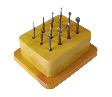 12-Piece Setting Rotary Bur Set with Wooden Stand