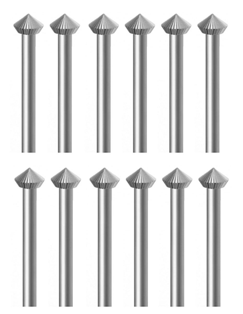 12-Piece Hart Bur Set - Sizes 0.90-2.30mm, Vanadium Steel, 44.5mm Length, For Jewelry And Stone Setting