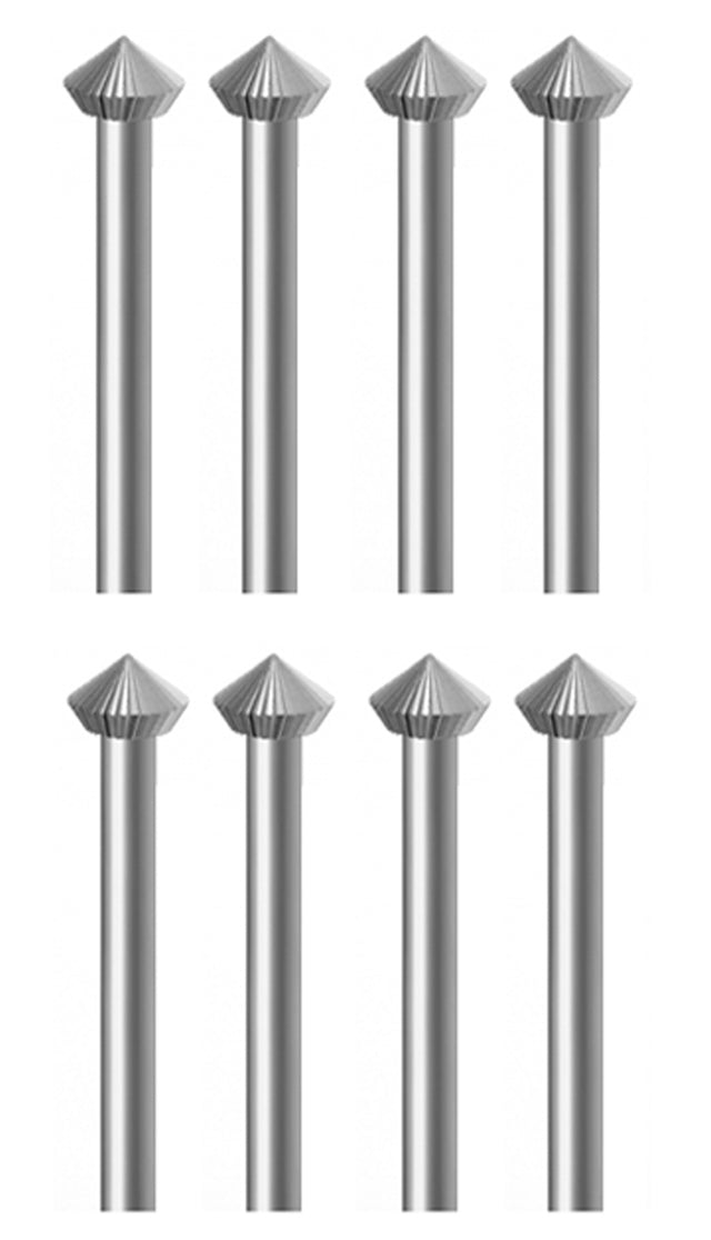 8-Piece 45 Degree Hard Bur Set - 3.30 to 5.00 MM (Larger Sizes)