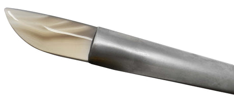 Agate burnisher round wooden handle, Style -Flat Stone No.14 by PMC Supplies