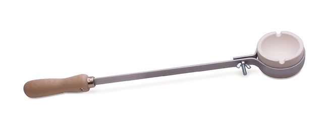 19-1/4 inch crucible holder with hardwood handle and 3 oz crucible for safe molten material handling