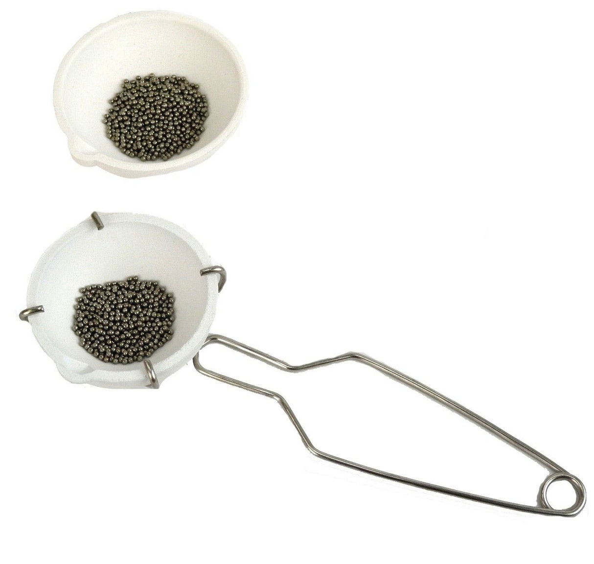 Large Whip stainless steel melting tool with 2 large crucibles and spring-loaded tension for secure melting