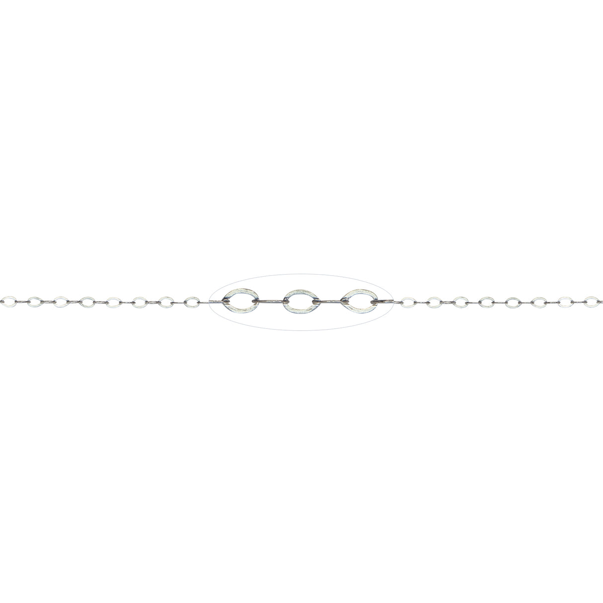 1.5 MM Sterling Silver Flat Oval Cable Chain (Per Inch)