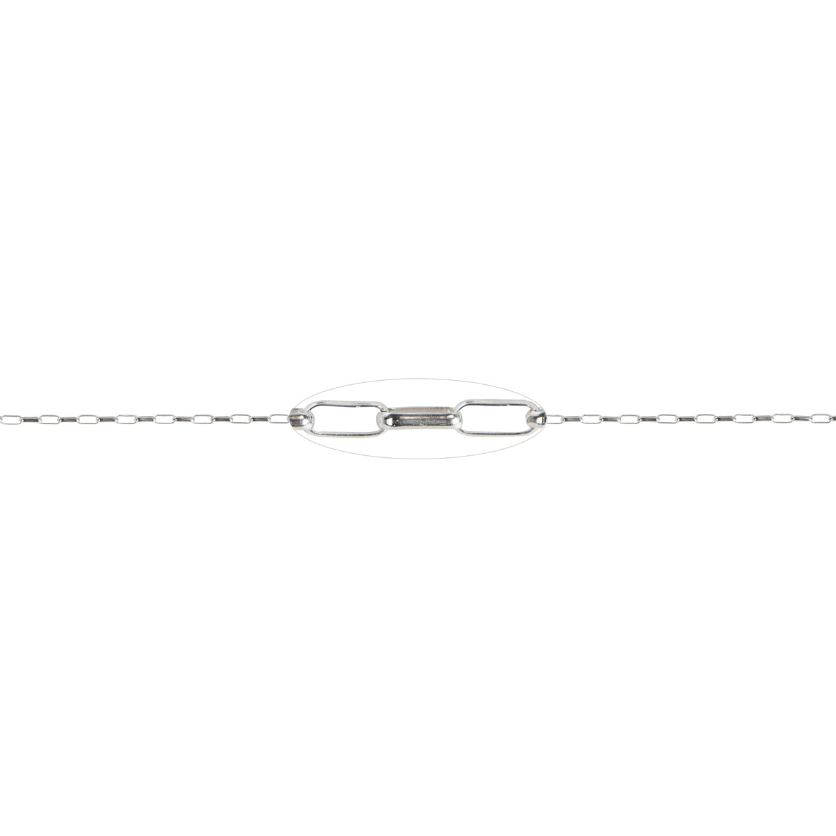 1.4 MM x 3.5 MM Sterling Silver Flat Oval Rolo Chain (Per Inch) 