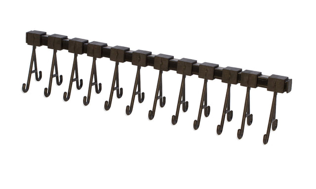 Cleaning rack with 12 moveable hooks made of non-rust aluminum for cleaning tools organization