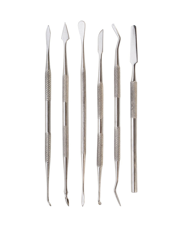 6-piece stainless steel wax carver set with balanced ergonomic handles for precision and comfort
