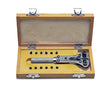 Jaxa-Style Case Wrench with precision bits in wooden storage box