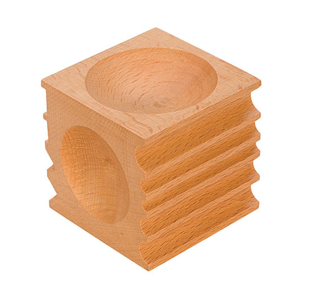 70mm wooden forming block with round depressions and U channels for metal shaping