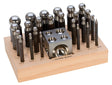 24 Piece Dapping Punch Set with block on wooden base for metal shaping and jewelry making