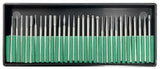 Set of 30 diamond burs with 3/32" shank for dental, jewelry, and hobby use