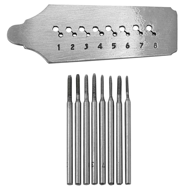 Screw plate with 8 taps kit for precise threading 1.0mm to 1.7mm holes suitable for jewelry and watch repair