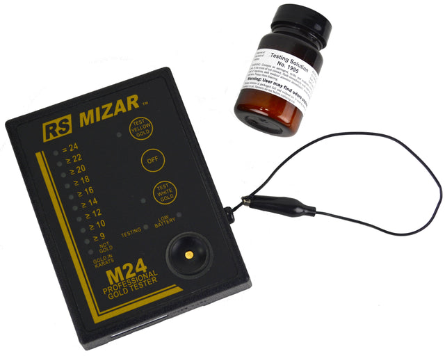 RS MIZAR M24 Professional digital electronic gold tester analyzer with testing solution bottle for karat purity verification