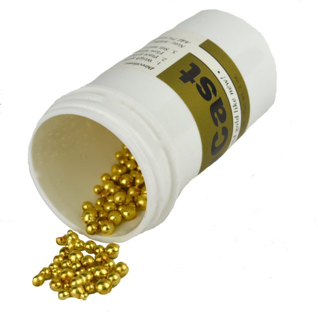 NuCast Casting Formula gold melting beads in white container for flawless casting
