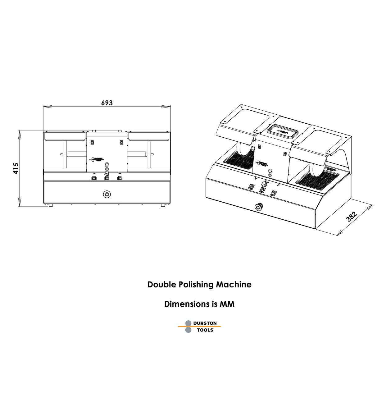 Durston 1424 Pro Double Sided Dust Collector With Variable Speed Polishing Motor-110V