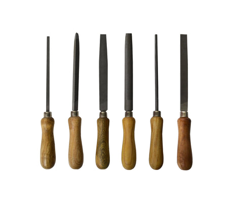 Set of 6 Large Steel Wax Files with Wooden Handle