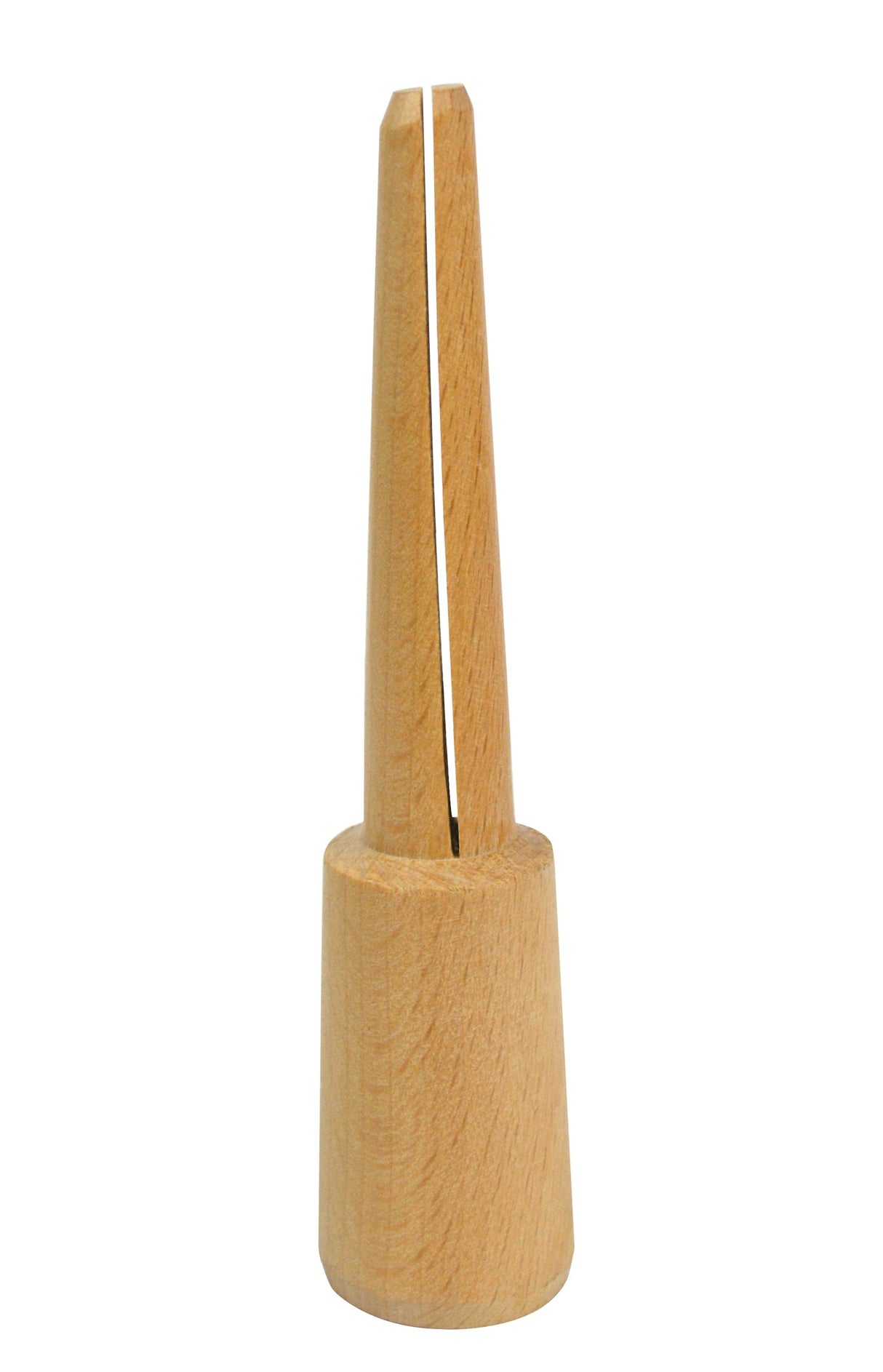 4 inch wooden mandrel with tapered shaft and slot for emery paper sanding