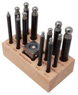 Dapping Set of 13 Pieces with 1" x 1" x 1" Doming Block