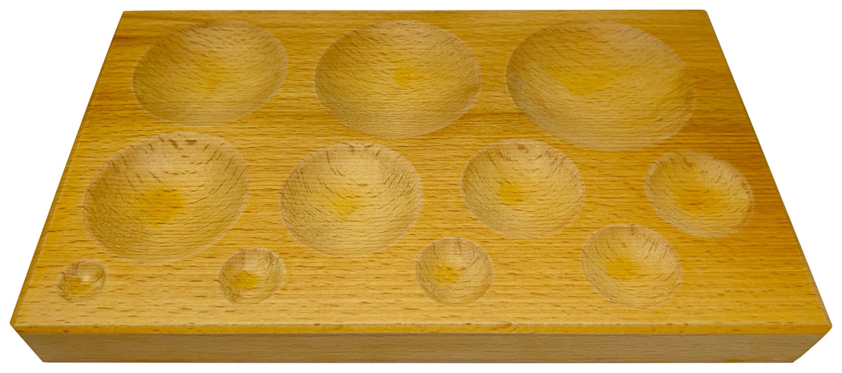 Dapping Block Hardwood Round Shape, 11Cavity Sizes: 12-18-24-30-36-42-48-54-60-66-72mm