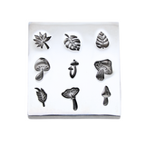 Shot Plate 9 Designs Assorted Shapes Impression Dies Mushroom Plant Leaves