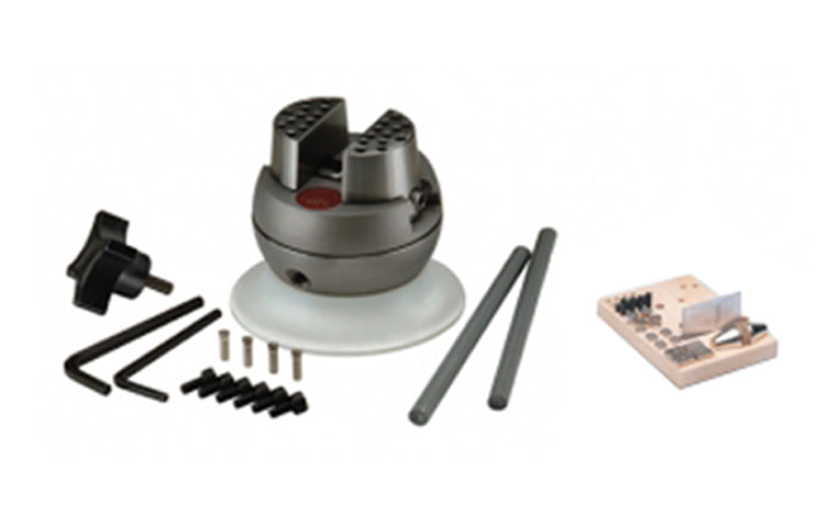 GRS Microblock Ball Vise with 30-piece attachment set for precision stone setting and engraving