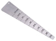 4-3/4 inch stainless steel spring bar measuring gauge with dual-unit embossed scale for watch lug distance measurement