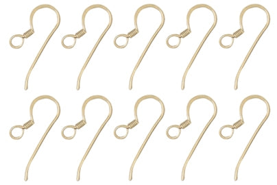 10/Pk 14K Gold-Filled 18.3 MM Flat Ear Wire with 2 MM Ring Coil