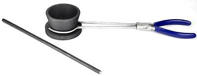 Graphite Crucible Torch Gold Silver Cup w/ Base Tongs Graphite Stir Rod Set Lot