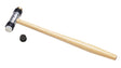 4 oz brass and nylon hammer with shellacked hardwood handle and interchangeable faces for precise, non-marring strikes in woodworking and jewelry tasks