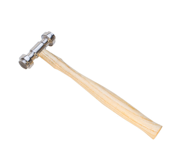 Interchangeable Texturing Hammer with wooden handle and nine interchangeable metal faces for diverse craft patterns and textures