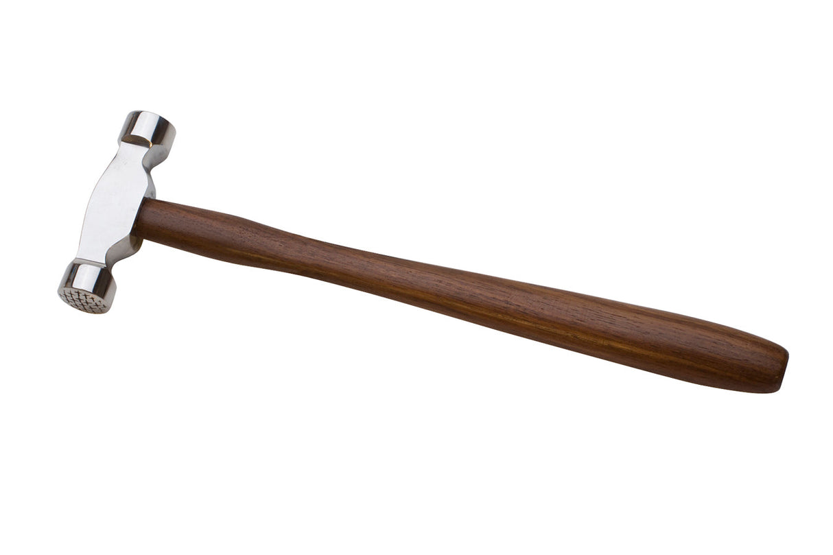 9-1/4" Mini Trustrike Designer Hammer with polished head and dark hardwood handle for metal smoothing and planishing