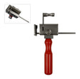 Tube Cutting Jig with red PVC-coated handle and tool steel construction for precise tube and rod cutting up to 1/8 inch diameter