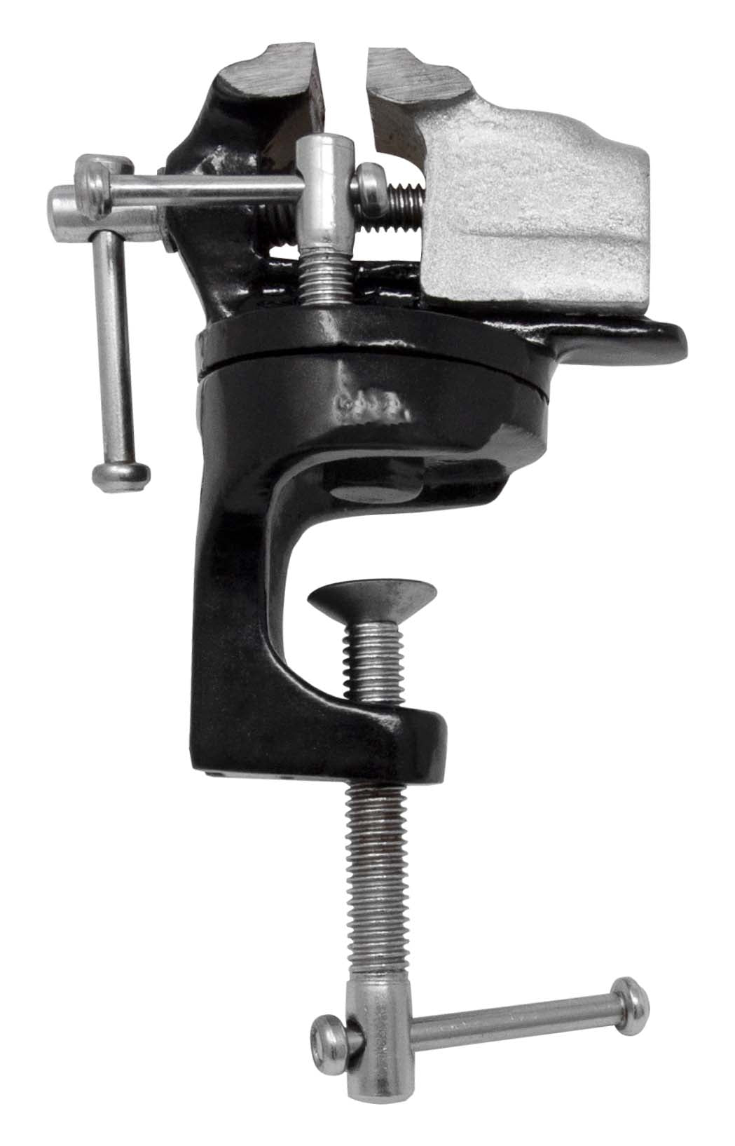 1-1/4 inch table vise with revolving clamp for precise workholding and quick part positioning