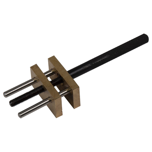 Brass and steel horizontal hand vise with adjustable jaws for precision clamping in workshops